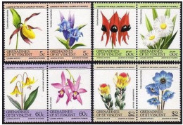 St Vincent Gren 476-479 Ab Pairs,MNH.Michel 381-388. Flowers 1985. - St.Vincent (1979-...)