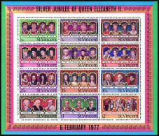 St Vincent 494a Sheet,MNH.Michel 4Bl.6. Kings And Queens Of England,1977. - St.Vincent (1979-...)