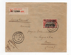 !!! TIMBRE DU CONGO BELGE SURCH EST AFRICAIN ALLEMAND OCCUPATION BELGE SUR LETTRE RECO DE KIGOMA DE 1919 POUR LA SUISSE - Storia Postale