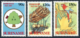 Surinam 766-768, MNH. Forestry Commission, 40th Ann. 1987. Logging, Parrot. - Surinam