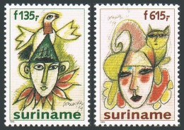 Surinam 1026-1027, MNH. Mi 1533-1534. Paintings Of Jesters, By Corneille, 1995. - Surinam