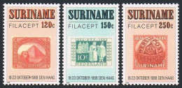 Surinam 822-824,825 Sheet, MNH. Michel 1274-1276, Bl.48. FILACEPT-1988. Stamps. - Suriname