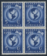 Surinam 269 Block/4, MNH. Mi 358. Paramaribo Trade Fair, 1955. Globe, Mercury. - Suriname