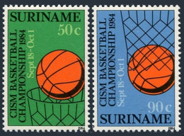 Surinam 687-688, MNH. Michel 1098-1099. Military Sports 1984. Basketball. - Suriname