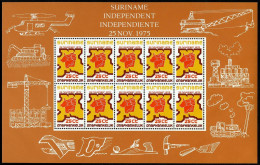 Surinam 424-426 Sheets. Mi 702-704 Klb. Independence, 1975. Industry, Art,Sport, - Surinam