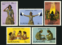 Surinam B80-B84, MNH. Mi 408-412. Caribbean Girl Scout Jamboree, 1961. Campfire, - Suriname