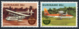 Surinam 673-674, MNH. Mi 1080-1081. ICAO, 40th Ann. 1984. Sea Plane,Airways Jet. - Surinam