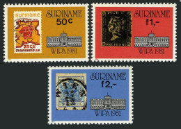 Surinam 573a-573c, 573 Sheet, MNH. Mi 945-947, Bl.30. WIPA-1981. Stamp On Stamp. - Surinam