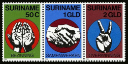 Surinam 562a-562c,562, MNH. Mi 923-925, Bl.27. Independence,5th Ann. Basketball, - Suriname