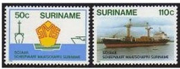 Surinam 752-753, MNH. Mi 1185-1186. Shipping Company,50. 1986. Emblem,Freighter. - Surinam