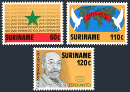 Surinam 759-761, MNH. Michel 1198-1200. Esperanto-100, 1987. Zamenhof. Birds. - Suriname
