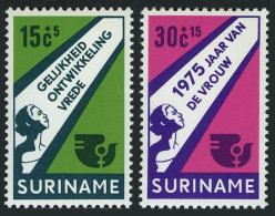 Surinam B220-B221, MNH. Michel 693-694. Women's Year IWY-1975. Woman And Emblem. - Suriname