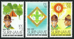 Surinam B208-B210, MNH. Michel 677-679. Suriname Boy Scouts, 50th Ann, 1974. - Suriname