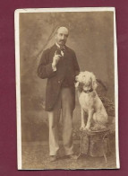 120524 - PHOTO CDV TOULOUSE - Homme Barbu Et Son Chien - Altri & Non Classificati