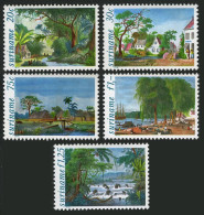 Surinam 583-587,586a,MNH. Mi 957-961,Bl.31. Paintings By Benoit: Landscapes.1981 - Suriname