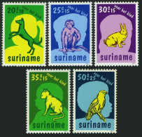 Surinam B241-B245, B243a Sheet, MNH. Mi 794-798,Bl.20. Dog, Monkey,Rabbit,Parrot - Suriname