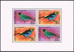 Surinam C60a Sheet, MNH. Michel Bl.18. AMPHILEX-1977. Sugar-bird, Tangara. - Surinam