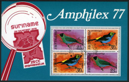 Surinam C60a, CTO In Present Booklet. Michel Bl.19. AMPHILEX-1977. Birds. - Suriname