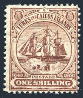Turks & Caicos 7 Wmk 2, Hinged. Mi . Dependency Badge Caravel, 1900. - Turks & Caicos (I. Turques Et Caïques)