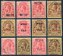 Turks & Caicos MR 1, 3-4, 6-13, MNH. War Tax Stamps 1917-1919. - Turks- En Caicoseilanden