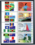 Turks & Caicos 555-558a Strip-labels, MNH. Commonwealth Day 1983. Sailing, - Turcas Y Caicos