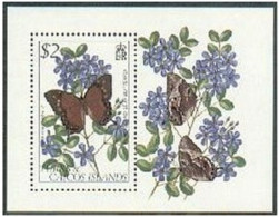 Turks & Caicos 511, MNH. Michel 578 Bl.35. Butterflies, Flowers, 1982. - Turks E Caicos