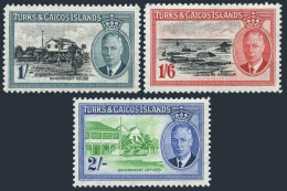 Turks & Caicos 113-115, Hinged. George IV,1950. Government House, Offices,Harbor - Turks- En Caicoseilanden