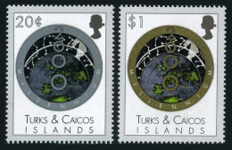 Turks & Caicos 1288-1289, MNH. Millennium, 2000. Globe. - Turcas Y Caicos