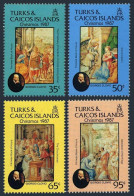 Turks & Caicos 719-722,723,MNH.Mi 786-789,Bl.67. Christmas 1987.By Gulio Clovio, - Turks & Caicos (I. Turques Et Caïques)