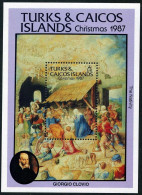 Turks & Caicos 723,MNH.Mi 790 Bl.67. Christmas 1987.Nativity,Townley Lectionary. - Turks And Caicos