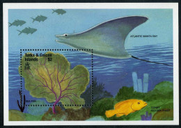 Turks & Caicos 1275,MNH. Coral Gardens 1999. Sea Fan, Atlantic Manta Ray, Coney. - Turks- En Caicoseilanden