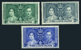 Turks & Caicos 75-77, MNH.Mi 115-117. Coronation 1937.George VI,Queen Elizabeth. - Turks And Caicos