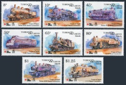 Turks & Caicos 943-950, 951-952, MNH. Mi 1027-1036. Japanese Locomotives, 1991. - Turks And Caicos