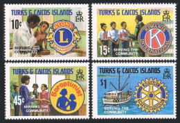 Turks & Caicos 452-455, MNH. Mi 498-501. Serving Community, 1980. Lions, Rotary, - Turcas Y Caicos