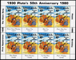 Turks-Caicos 468-469 Sheets, MNH. Mi 524-525 Klb. Disney 1981. Dog,Dolphin,Shell - Turks E Caicos