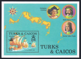 Turks & Caicos 738, MNH. Mi 805 Bl.70. Discovery Of America-500. Ships. 1992. - Turcas Y Caicos