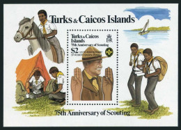 Turks & Caicos 516,MNH. Mi 583 Bl.36. Scouting Year 1982. Horseman. Baden-Powell - Turks- En Caicoseilanden