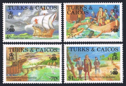 Turks & Caicos 734-738,MNH. Mi 801-805 Bl.70. Columbus-500. 1988. Pinzons, Ships - Turks & Caicos (I. Turques Et Caïques)