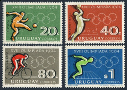 Uruguay 722-725, MNH. Mi 1012-1015. Olympics Tokyo-1964: Soccer, Basketball, - Uruguay