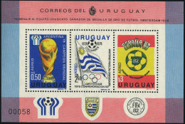 Uruguay C438 Ac Sheet,MNH. Mi Bl.44. World Soccer Cup Argentina-1978,Spain-1982. - Uruguay