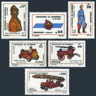 Uruguay 1262-1267, MNH. Mi 1792-1797. Firemen, 100,1988. Pablo Banales, Engines. - Uruguay