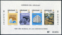 Uruguay 1143a,1147a,imp, MNH. URUEXPO-1983. WCY-1983.Soccer,Graf Zeppelin,Space. - Uruguay