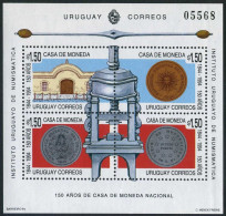 Uruguay 1550,1550a,MNH.Mi 2062-2065 Bl.65. Portions Of Old Coin Press,1994.Coins - Uruguay