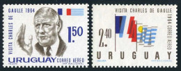 Uruguay C264-C265, MNH. Michel 979-980. President Charles De Gaulle, 1964.Flags. - Uruguay