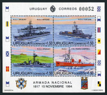 Uruguay 1551, MNH. Michel Bl.66. Navy Day 1994. ROU Uruguay, Furtuna, Artigas, - Uruguay