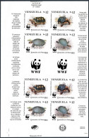 Venezuela 1471 Adx2 Imperf Sheet, MNH. Mi 2729B-2732B Klb. WWF 1992, Turtles. - Venezuela