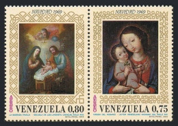 Venezuela C1020-C1021a Pair, Hinged. Michel 1812-1813. Christmas 1969. Virgin, - Venezuela
