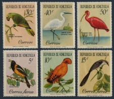 Venezuela 798-800,C776-C778 Hinged. Birds 1961. Parrot,Egret,Ibis,Troupial,Cock, - Venezuela