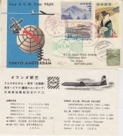 Japan First KLM Polar Flight Tokyo Amsterdam Cover +  Card 4.11 1958(59799) - Poolvluchten
