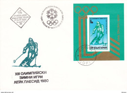 BULGARIE 1979 FDC Jeux Olympiques De Lake Placid, Slalom Yvert BF 89, Michel Bl 94 - FDC